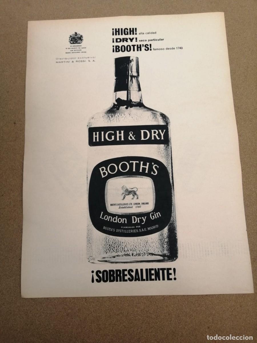 Otros Art&iacute;culos de Coleccionismo en Papel: ANUNCIO. LONDON DRY GIN BOOTH'S