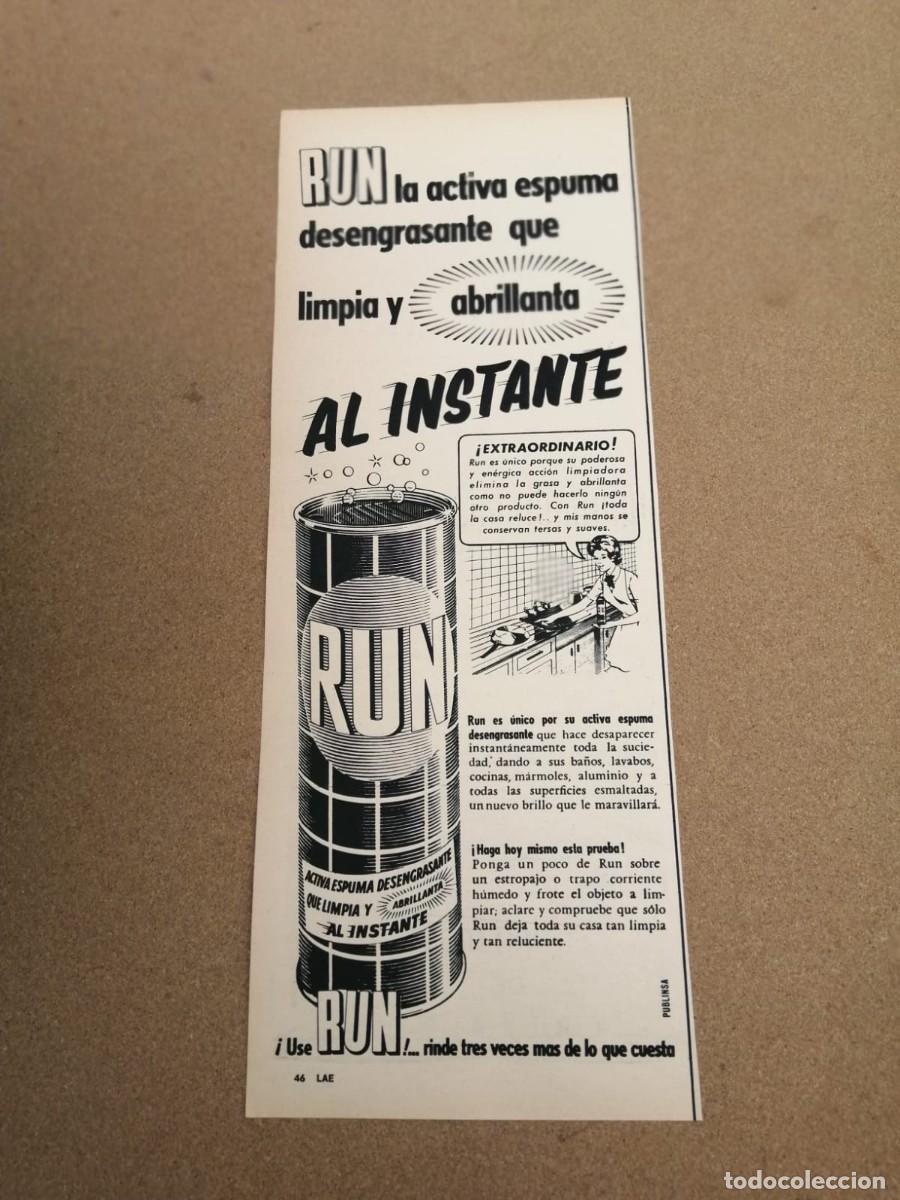 Otros Art&iacute;culos de Coleccionismo en Papel: ANUNCIO. ESPUMA DESENGRASANTE RUN