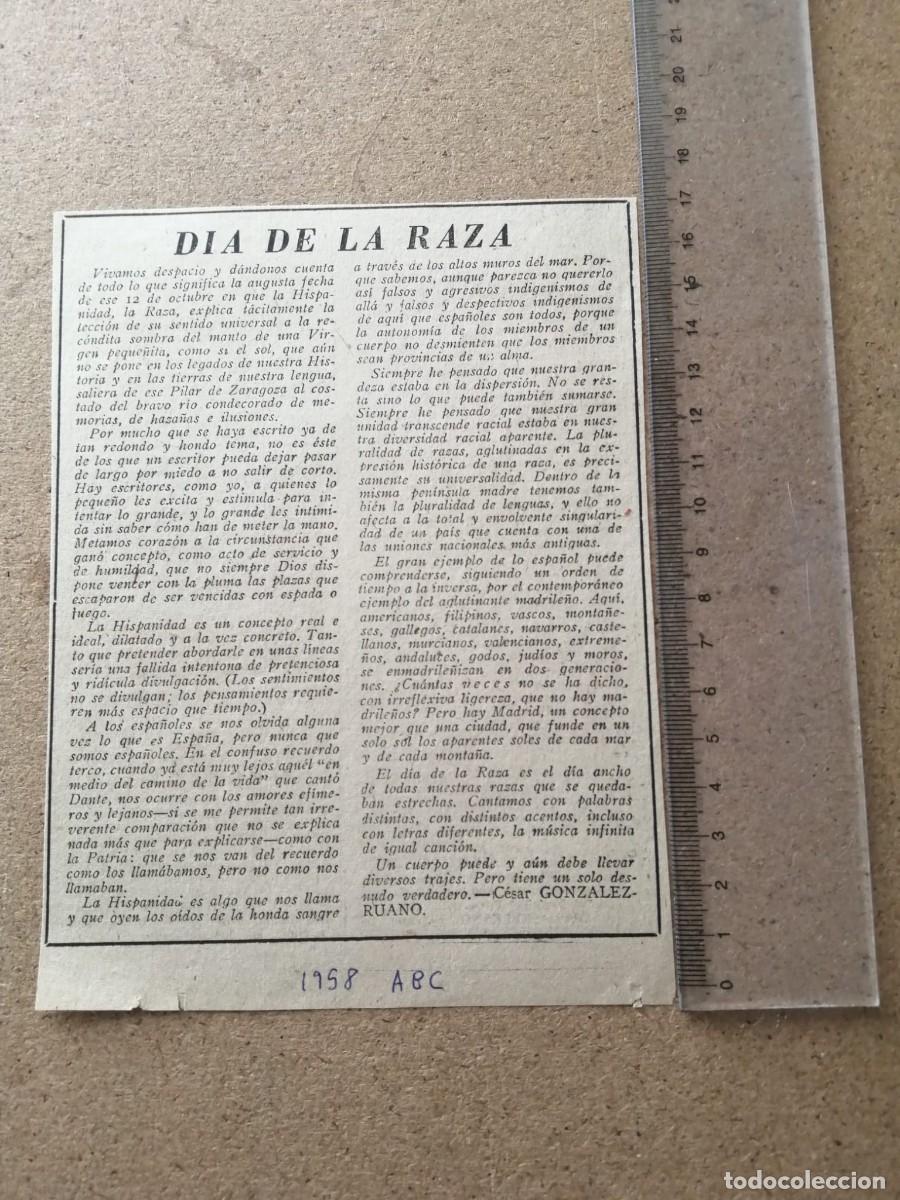 Otros Art&iacute;culos de Coleccionismo en Papel: ARTICULO DE PRENSA. DIA DE LA RAZA