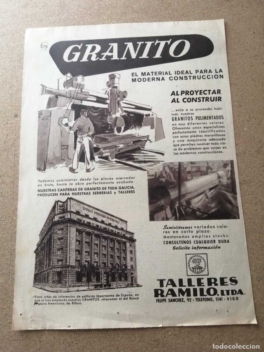 Otros Art&iacute;culos de Coleccionismo en Papel: ANUNCIO. GRANITO, TALLERES RAMILO S. A. VIGO