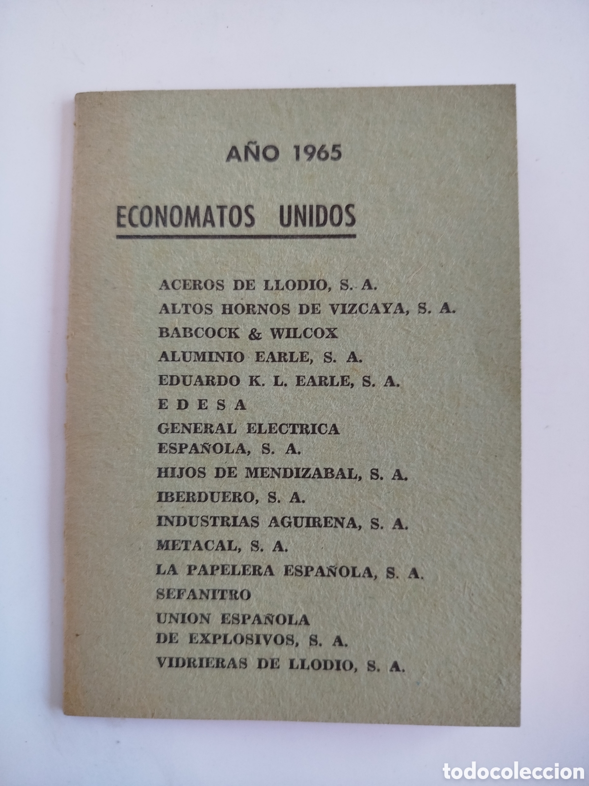 Otros Art&iacute;culos de Coleccionismo en Papel: ECONOMATOS UNIDOS 1965. VIZCAYA. LISTADO DE COMERCIOS Y DESCUENTOS.