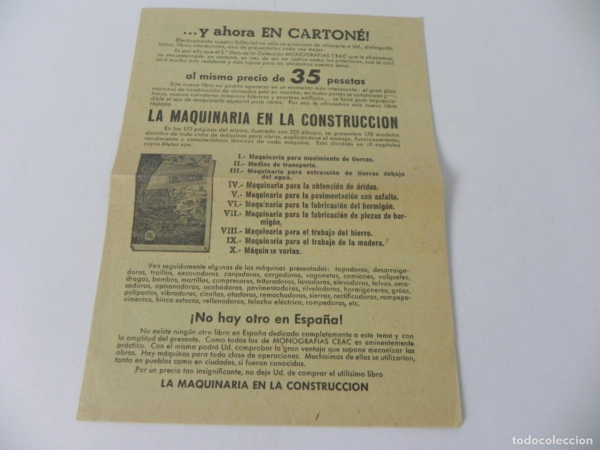 Otros Art&iacute;culos de Coleccionismo en Papel: Antiguo D&iacute;ptico Publicitario Edit. CEAC-Cat&aacute;logo de Libros T&eacute;cnicos y Construcci&oacute;n-Barcelona-1956