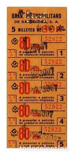 Otros Art&iacute;culos de Coleccionismo en Papel: Billetes Gran Metropolitano de Barcelona 80 Cts - Metropolitano