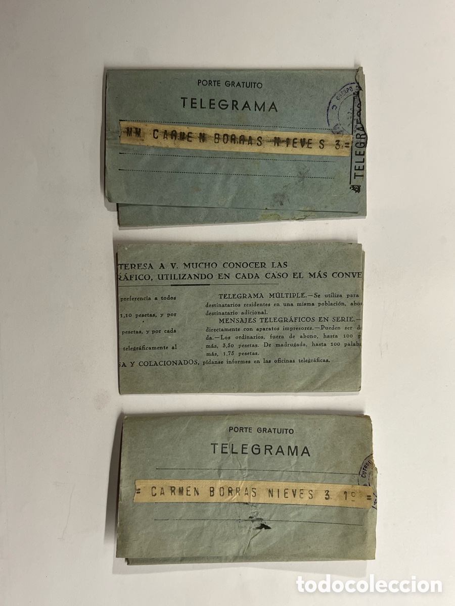 Otros Art&iacute;culos de Coleccionismo en Papel: PRE - GUERRA CIVIL, Rep&uacute;blica (3) Telegramas Albacete, Barcelona, Valencia.. preocupaci&oacute;n&hellip;