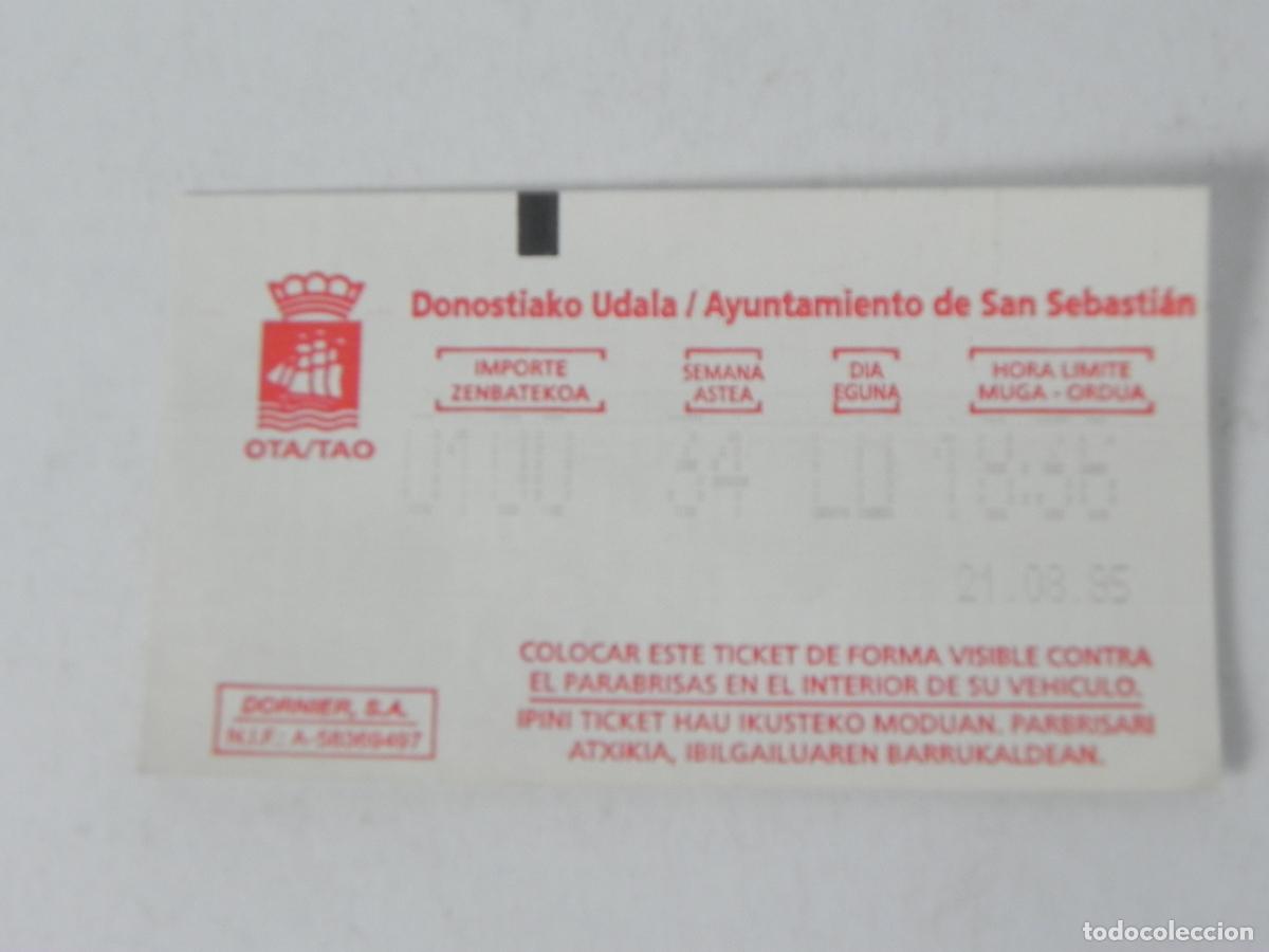 Otros Art&iacute;culos de Coleccionismo en Papel: Antiguo Tique Zona Azul OTA / TAO San Sebasti&aacute;n - A&ntilde;o 1995 - Civismo Biling&uuml;e