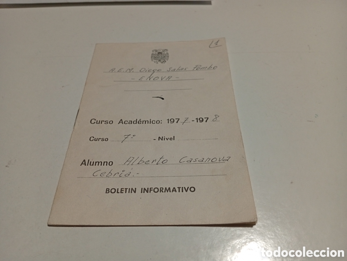 Otros Art&iacute;culos de Coleccionismo en Papel: Bolet&iacute;n informativo ENOVA Valencia, alumno Alberto Casanova Cebria 1977