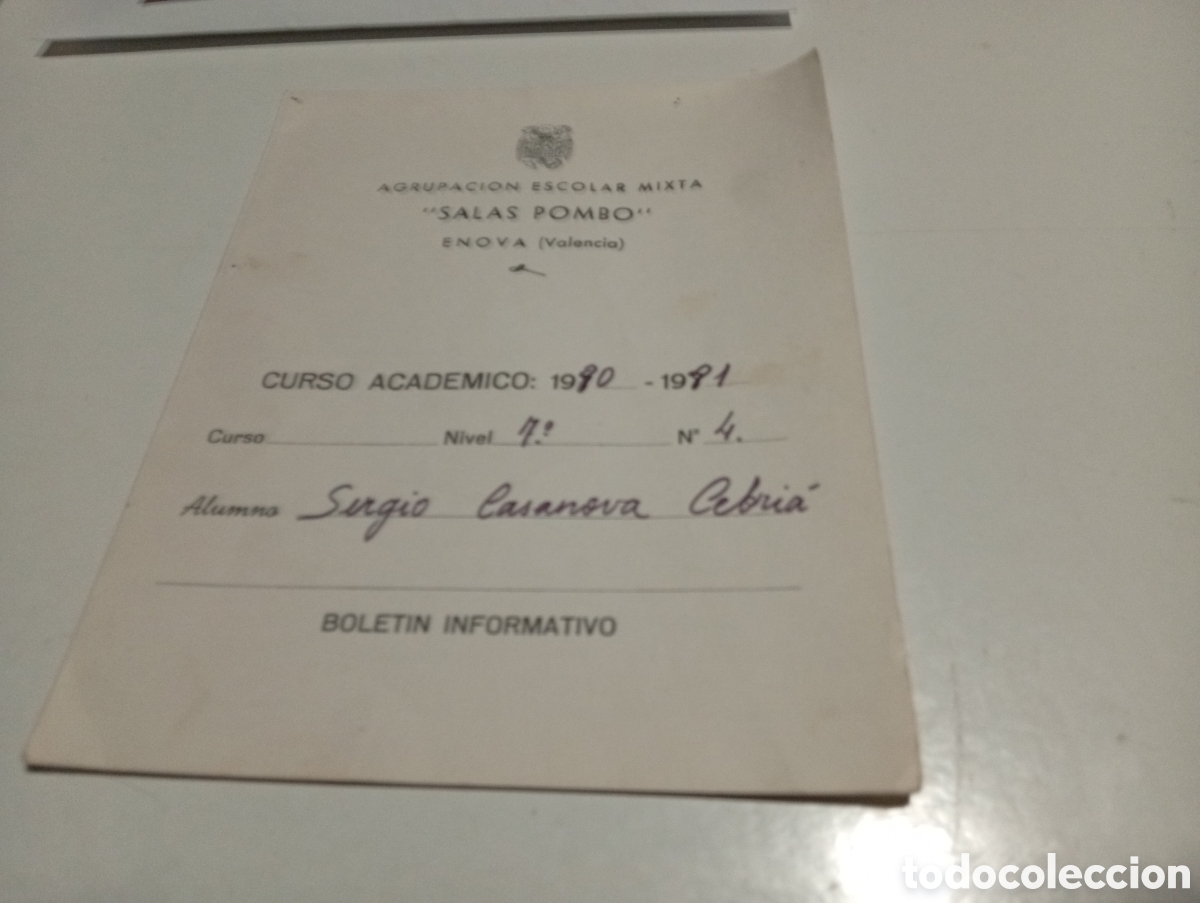 Otros Art&iacute;culos de Coleccionismo en Papel: Agrupaci&oacute;n escolar mixta SALAS POMBO, Enova Valencia 1980