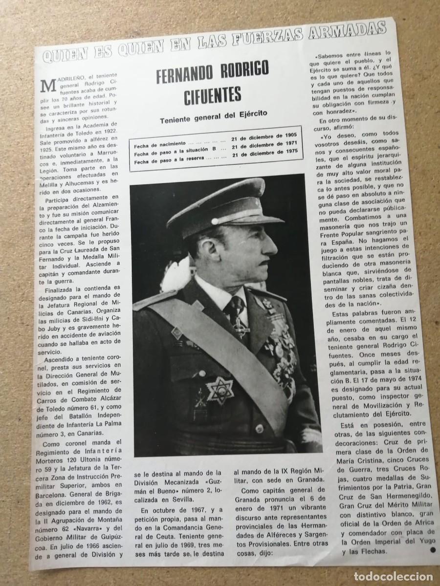 Otros Art&iacute;culos de Coleccionismo en Papel: ARTICULO. QUIEN ES QUIEN EN LAS FUERZAS ARMADAS, FERNANDO RODRIGO CIFUENTES