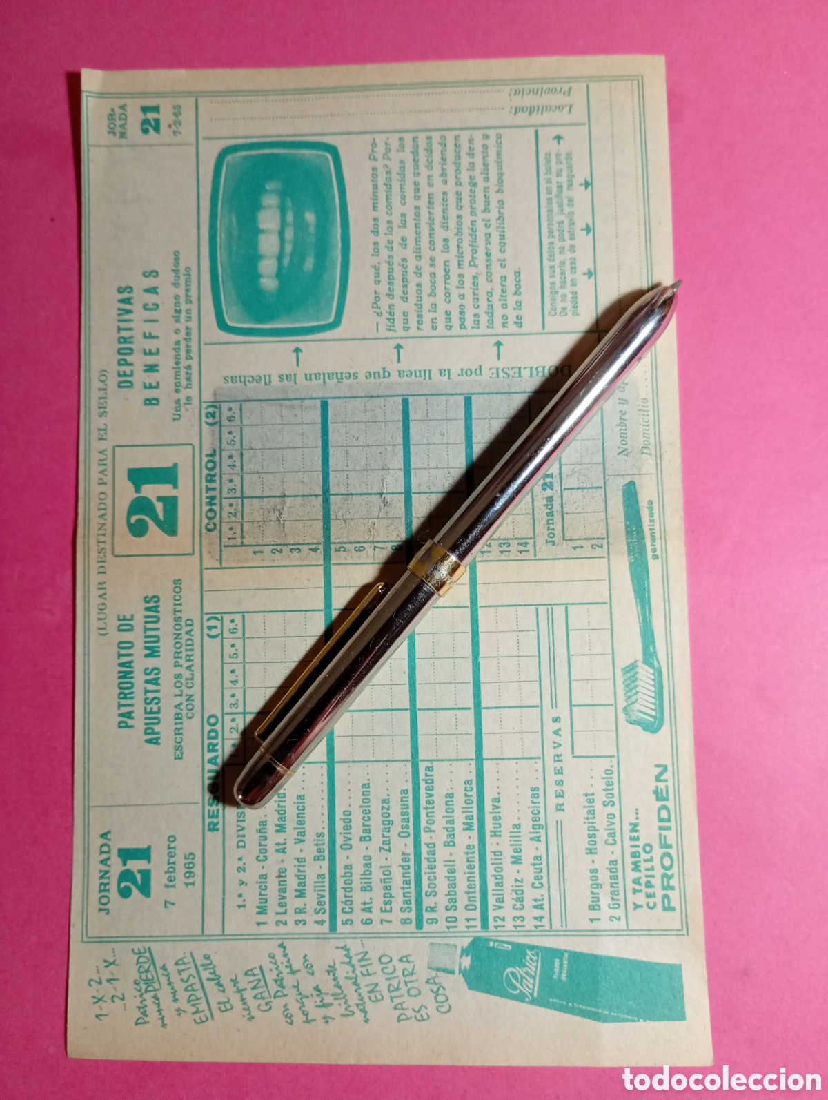 Otros Art&iacute;culos de Coleccionismo en Papel: BOLETOS QUINIELAS 1965 ESCRUTINIO MANUAL JORNADA 21 7/2/1965 DOS EJEMPLARES SIN USAR