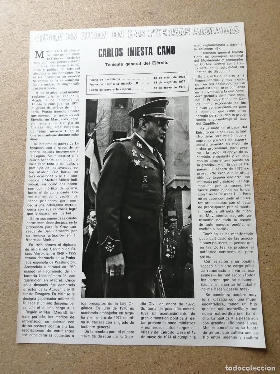 Otros Art&iacute;culos de Coleccionismo en Papel: ARTICULO. QUIEN ES QUIEN EN LAS FUERZAS ARMADAS, CARLOS INIESTA CANO