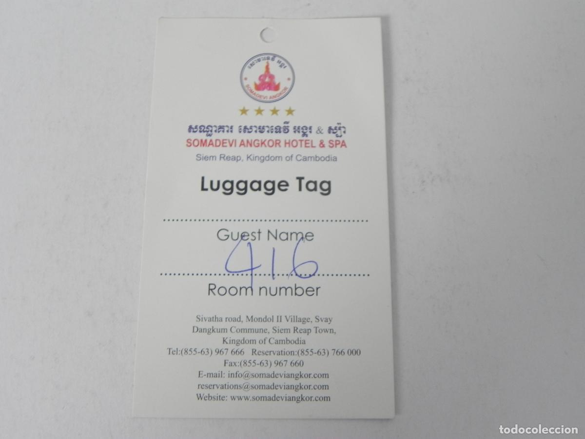 Otros Art&iacute;culos de Coleccionismo en Papel: Antigua Etiqueta de Equipaje Somadevi Angkor Hotel - Camboya - Con N&uacute;mero de Habitaci&oacute;n
