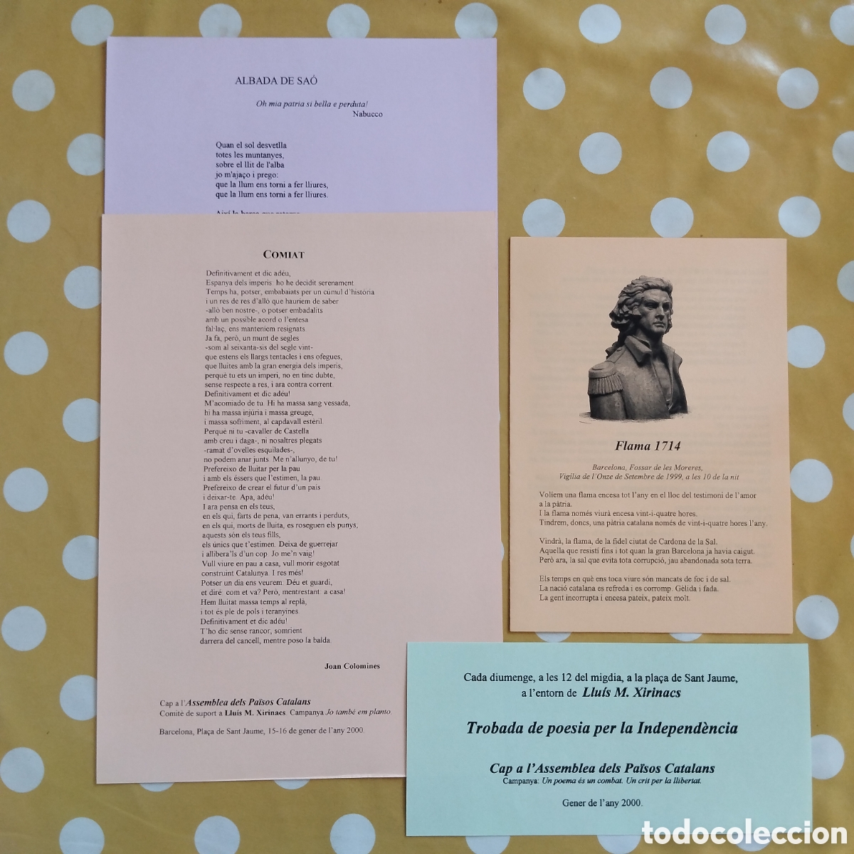Otros Art&iacute;culos de Coleccionismo en Papel: LOT LLU&Iacute;S MARIA XIRINACS TROBADA POESIA PER LA INDEPEND&Egrave;NCIA JOAN COLOMINES JORDI BILBENY COMIAT