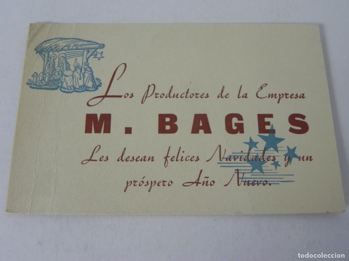 Otros Art&iacute;culos de Coleccionismo en Papel: Antigua Tarjeta de Felicitaci&oacute;n Navide&ntilde;a - Empresa M. BAGES - Vintage - A&ntilde;os 60/70