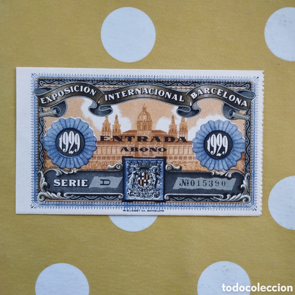 Otros Art&iacute;culos de Coleccionismo en Papel: ENTRADA ABONO EXPOSICI&Oacute;N INTERNACIONAL BARCELONA 1929 SERIE D 10'5x6