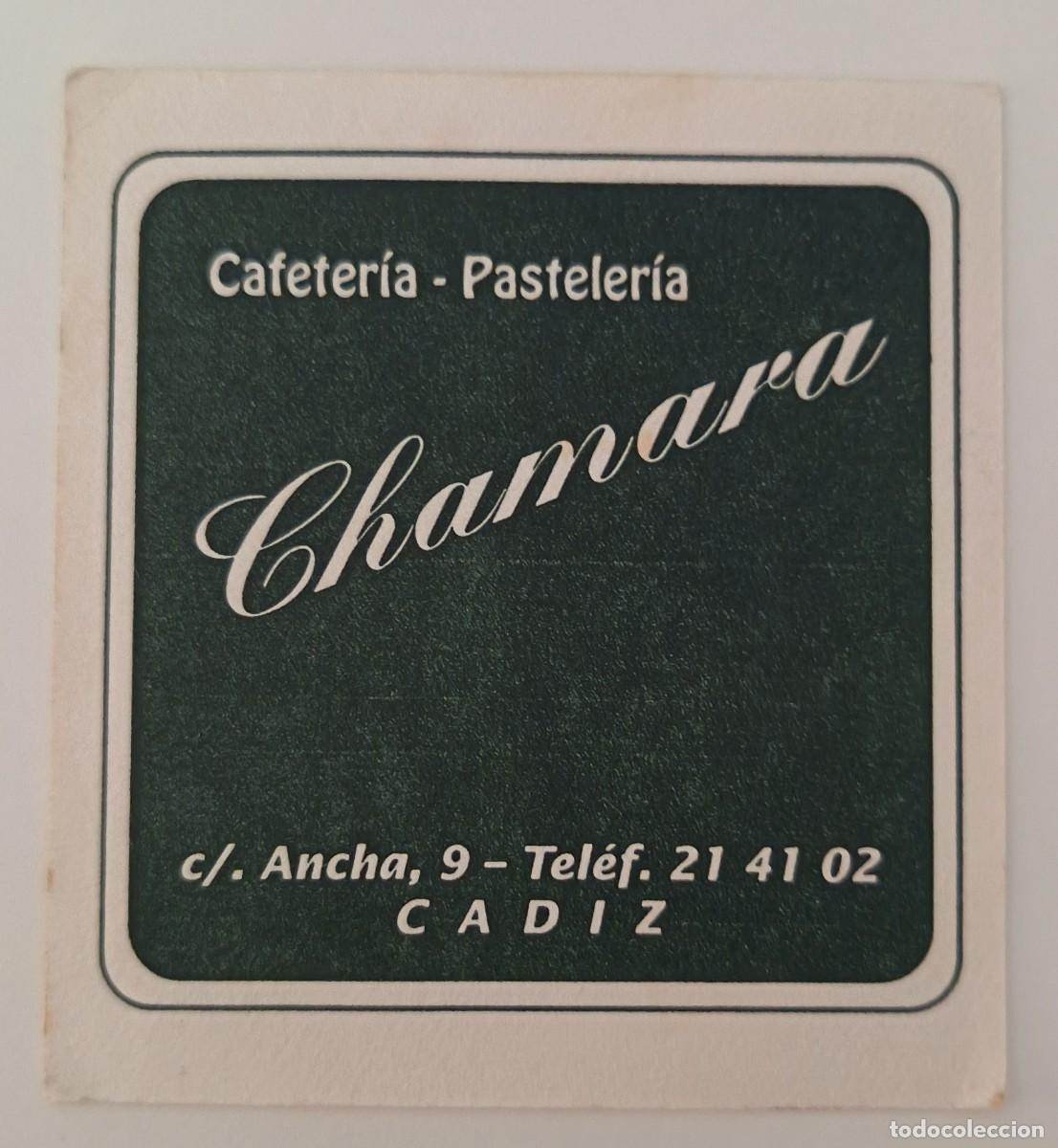Otros Art&iacute;culos de Coleccionismo en Papel: Posavasos. Cuadrado. Cafeteria - Pasteleria Chamara. Cadiz.