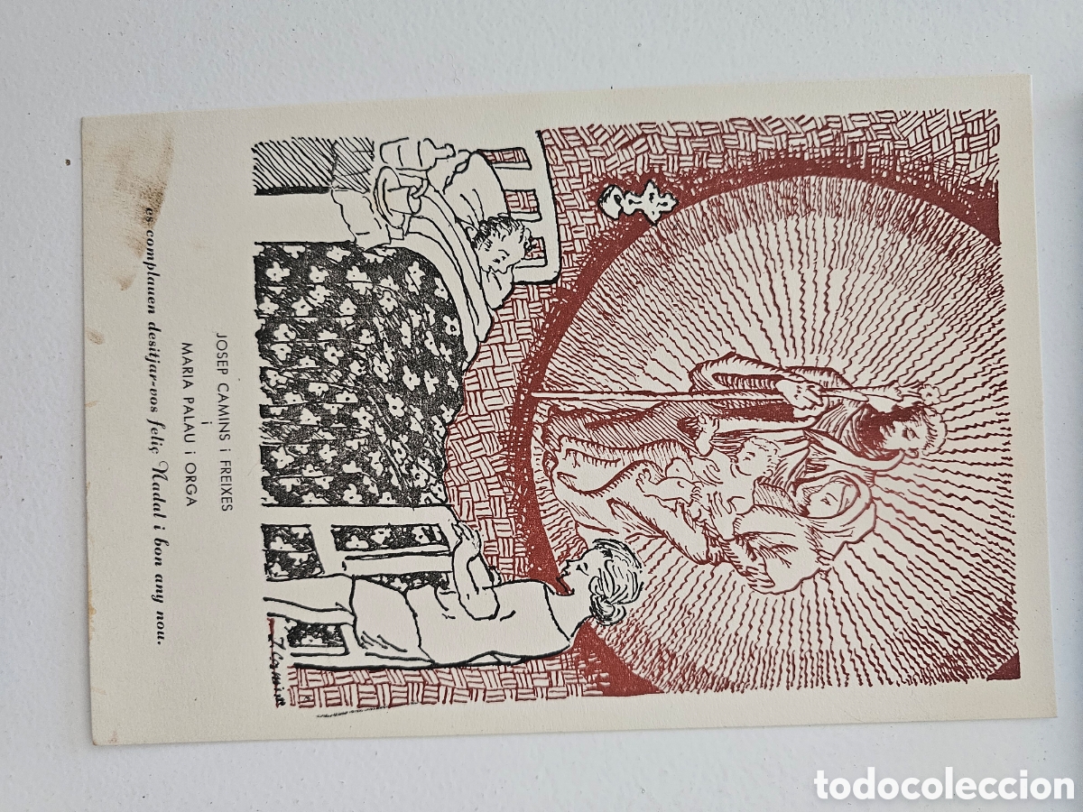 Otros Art&iacute;culos de Coleccionismo en Papel: Tarjeta de felicitaci&oacute;n de Navidad Josep Camins Freixas Maria Palau Orga 1968 Joaquim Segura