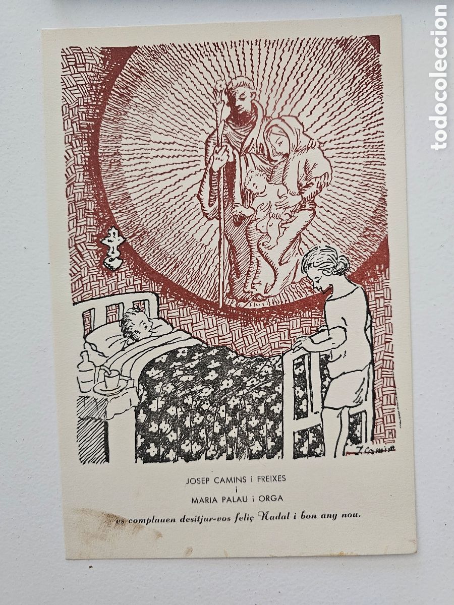 Otros Art&iacute;culos de Coleccionismo en Papel: Tarjeta de felicitaci&oacute;n de Navidad Josep Camins Freixas Maria Palau Orga 1968 Joaquim Segura