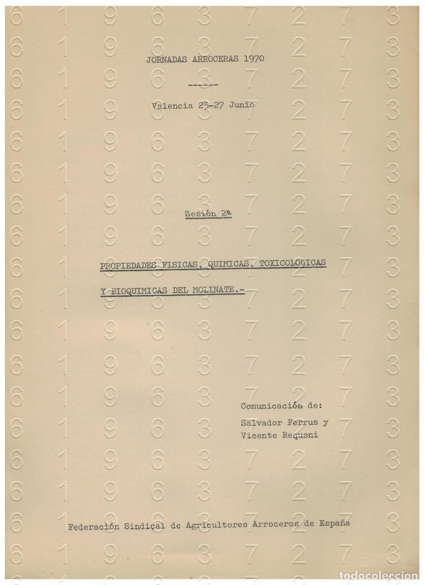 Otros Art&iacute;culos de Coleccionismo en Papel: ARROZ 1970 PROPIEDADES FISICAS QUIMICAS TOXICOLOGICAS Y BIOQUIMICAS DEL MOLINAJE 10PGS LG34
