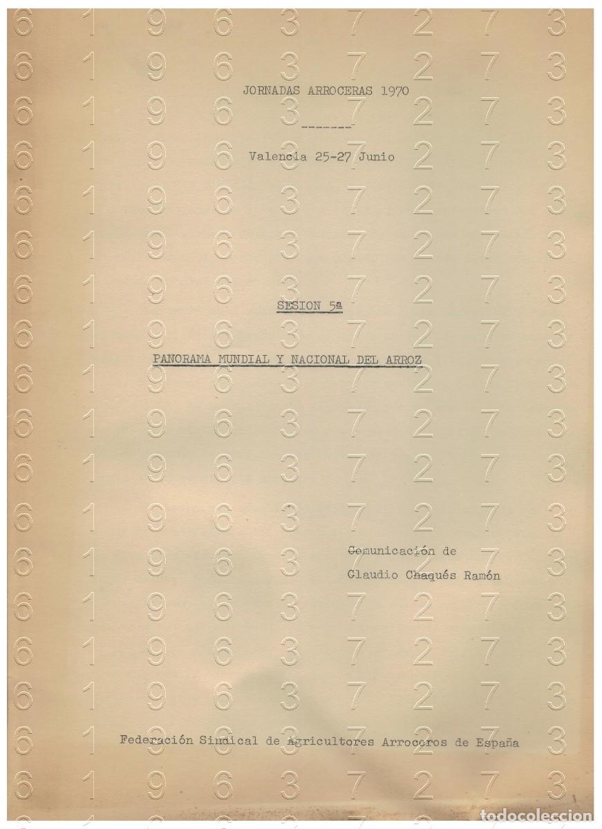 Otros Art&iacute;culos de Coleccionismo en Papel: ARROZ 1970 PANORAMA MUNDIAL Y NACIONAL DEL ARROZ 12PGS Y 7 TABLAS LG34