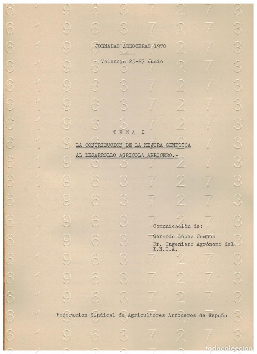 Otros Art&iacute;culos de Coleccionismo en Papel: ARROZ 1970 CONTRIBU MEJORA GENETICA AL DESARROLLO AGRICOLA ARROCERO GERARDO LOPEZ CAMPOS 11 PGS LG34