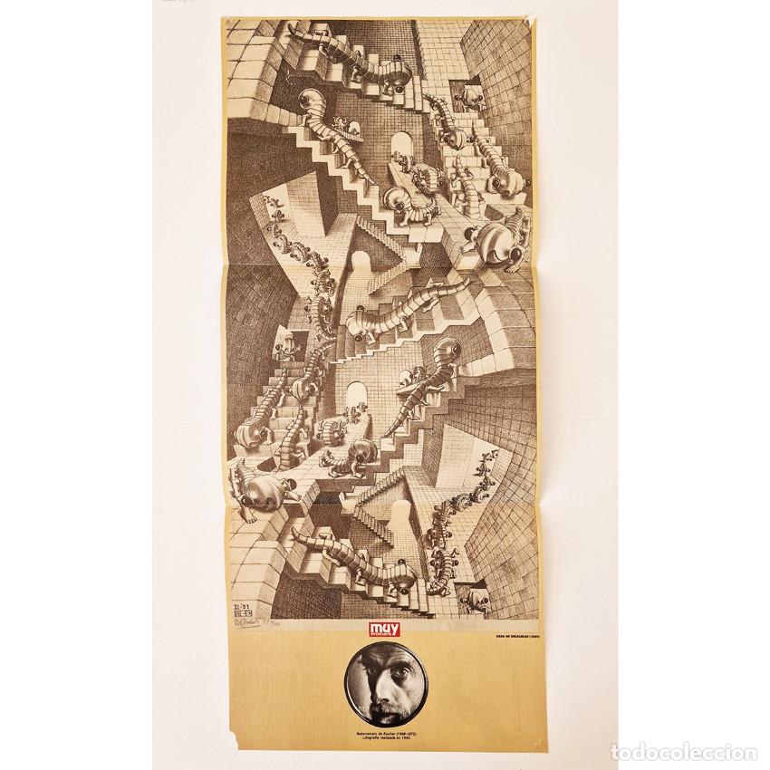 Otros Art&iacute;culos de Coleccionismo en Papel: POSTER ESCHER EL ILUSIONISTA - REVISTA MUY INTERESANTE - 28x65,5 cm. Ver fotos.