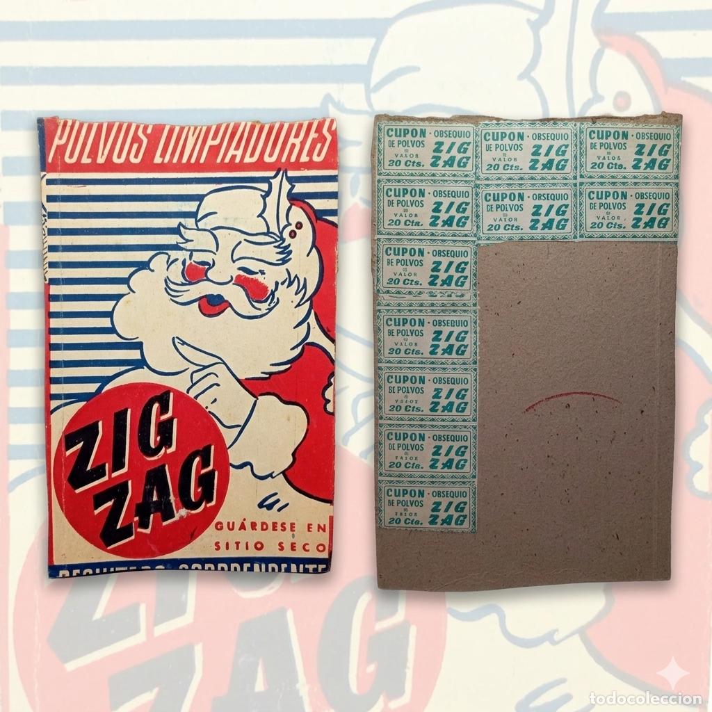 Otros Art&iacute;culos de Coleccionismo en Papel: ⚜️ &Ntilde;03X04. Antiguo Cart&oacute;n Publicitario Polvos Zig-Zag con 11 Cupones Obsequio Vintage Pap&aacute; Noel