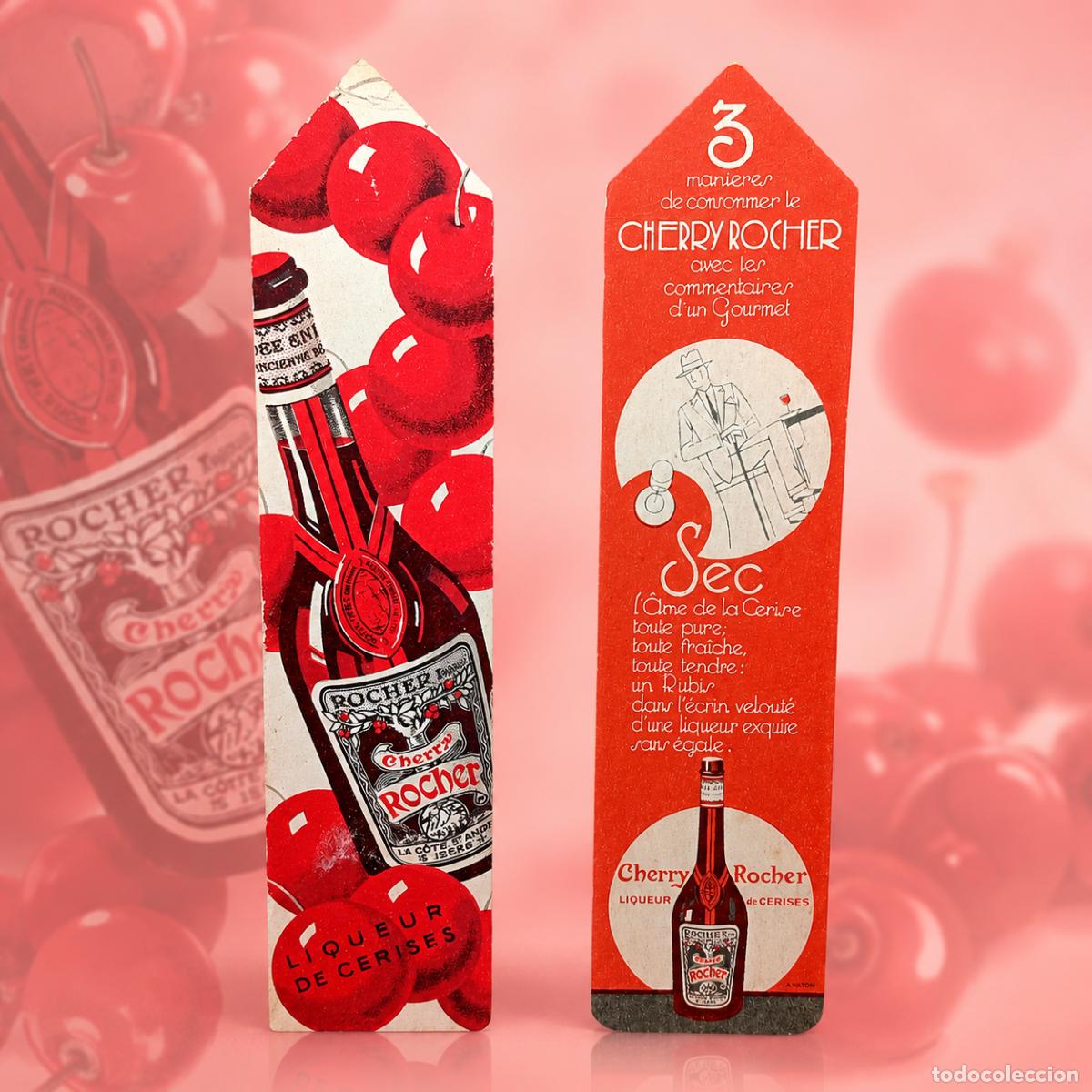 Otros Art&iacute;culos de Coleccionismo en Papel: ⚜️ &Ntilde;03X03. Lote Premium 2 Marcap&aacute;ginas Antiguos Licor Cherry Rocher Art D&eacute;co Colecci&oacute;n