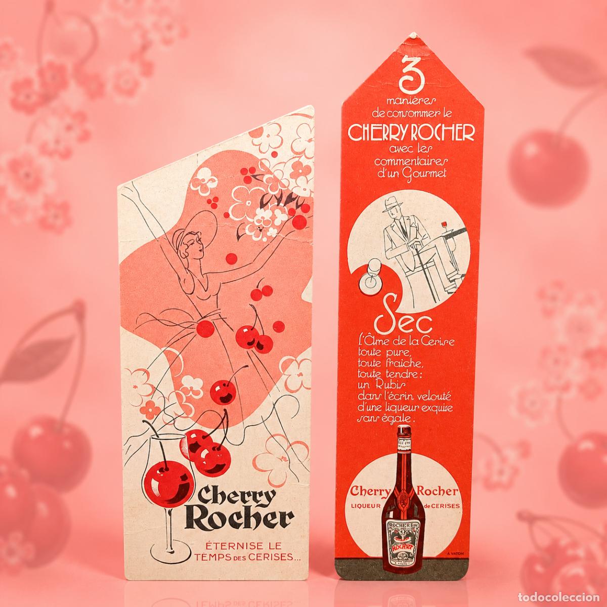 Otros Art&iacute;culos de Coleccionismo en Papel: ⚜️ &Ntilde;03X02. Lote Iniciaci&oacute;n 2 Marcap&aacute;ginas Antiguos Licor Cherry Rocher Vintage Ocasi&oacute;n
