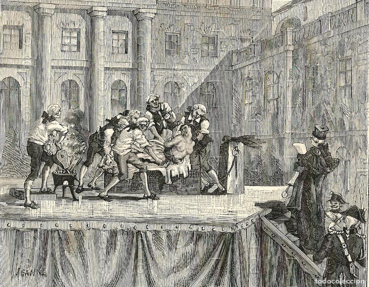 Otros Art&iacute;culos de Coleccionismo en Papel: Jeanne de Valois-Saint-R&eacute;my, condesa de La Motte es marcada a fuego GRABADO SIGLO XIX 14X12 M26
