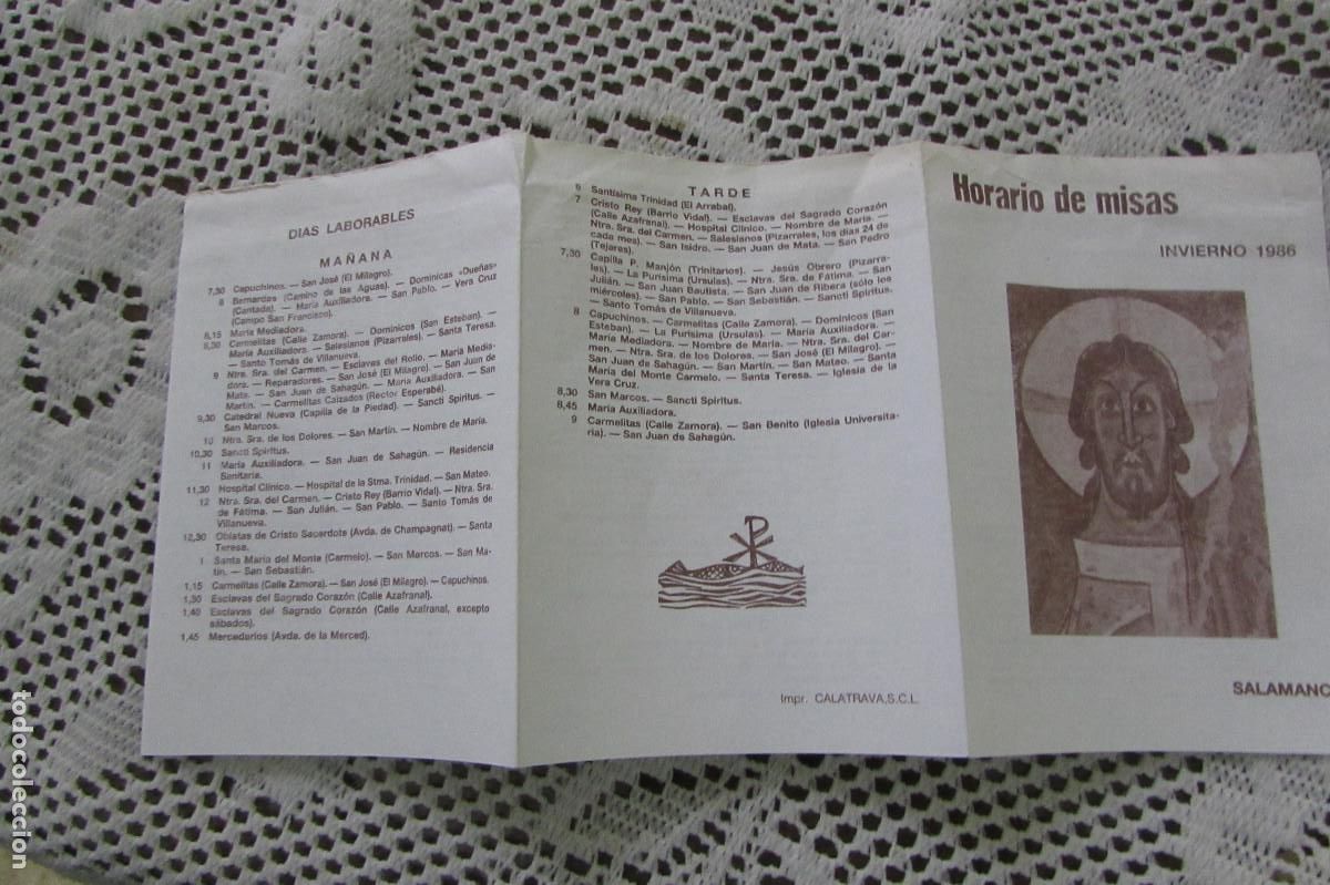 Otros Art&iacute;culos de Coleccionismo en Papel: HORARIO DE MISAS INVIERNO 1986 SALAMANCA
