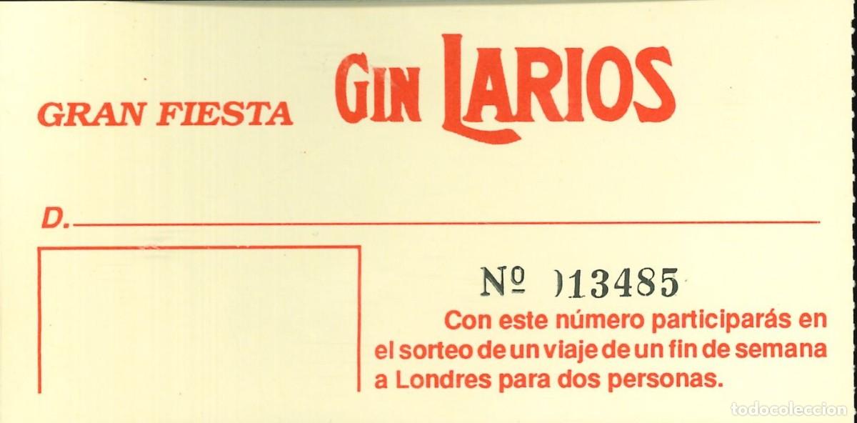 Otros Art&iacute;culos de Coleccionismo en Papel: ENTRADA DISCOTECA - GRAN FIESTA GIN LARIOS - SORTEO VIAJE FIN DE SEMANA A LONDRES PARA DOS PERSONAS