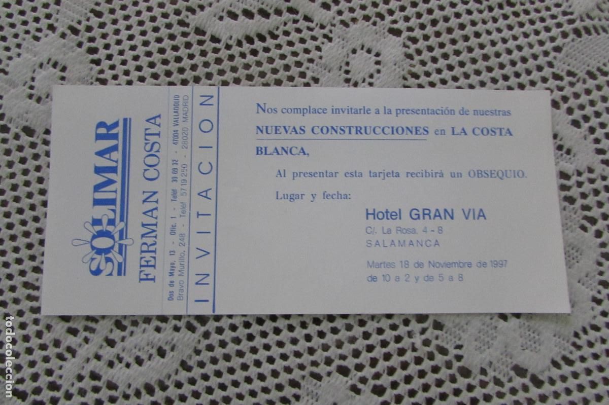 Otros Art&iacute;culos de Coleccionismo en Papel: SOLIMAR FERNA COSTA..HOTEL GRAN VIA SALAMANCA 1997