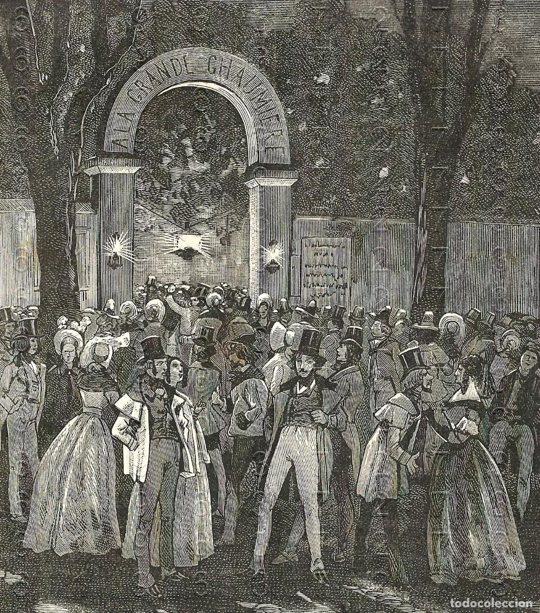 Otros Art&iacute;culos de Coleccionismo en Papel: REVOLUCION FRANCESA BAILE GRANDE CHAUMIERE GRABADO SIGLO XIX 14X12 M26