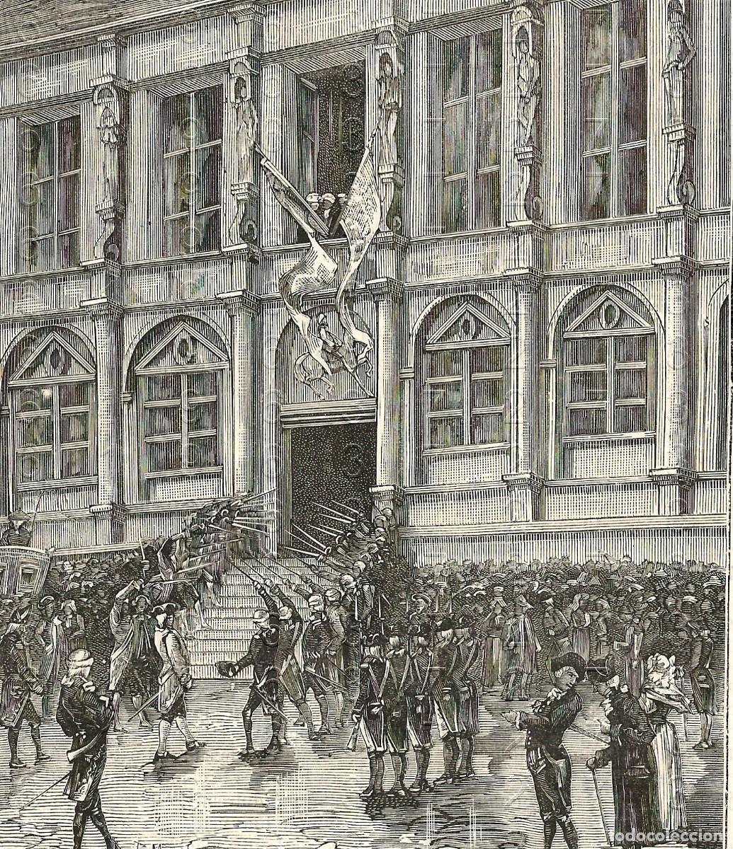 Otros Art&iacute;culos de Coleccionismo en Papel: REVOLUCION FRANCESA LUIS XVI GUARDIA DE HONOR GRABADO SIGLO XIX 14X12 M26