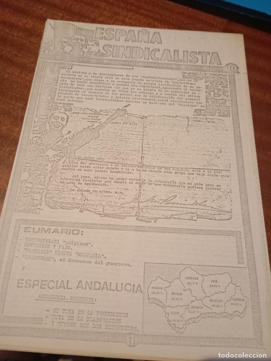 Otros Art&iacute;culos de Coleccionismo en Papel: BOLET&Iacute;N ESPA&Ntilde;A SINDICALISTA ( MOV. FALANGISTA) N&ordm; 10. FOTOCOPIA DEL ORIGINAL REF. UR MES 3 C