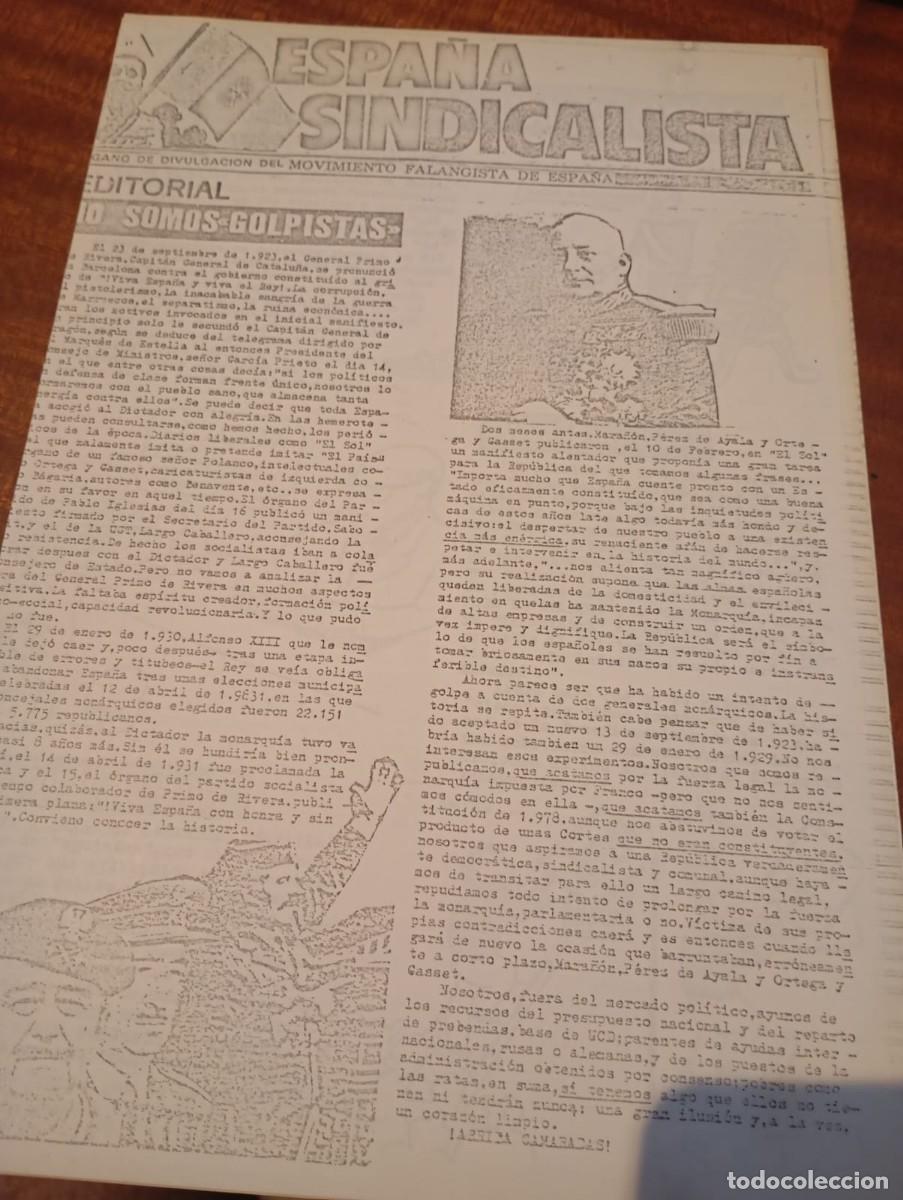 Otros Art&iacute;culos de Coleccionismo en Papel: BOLET&Iacute;N ESPA&Ntilde;A SINDICALISTA ( MOV. FALANGISTA) NO SE LEE N&ordm;. FOTOCOPIA DEL ORIGINAL REF. UR MES 3 C