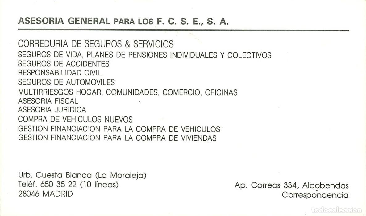 Otros Art&iacute;culos de Coleccionismo en Papel: TARJETA PUBLICITARIA - ASESORIA GENERAL PARA LAS FUERZAS Y CUERPOS DE SEGURIDAD DEL ESTADO