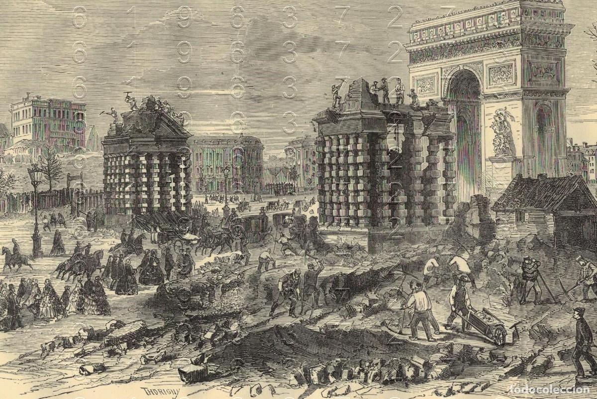 Otros Art&iacute;culos de Coleccionismo en Papel: PARIS DEMOLICION DE LAS PUERTAS GRABADO SIGLO XIX 23X16 M26