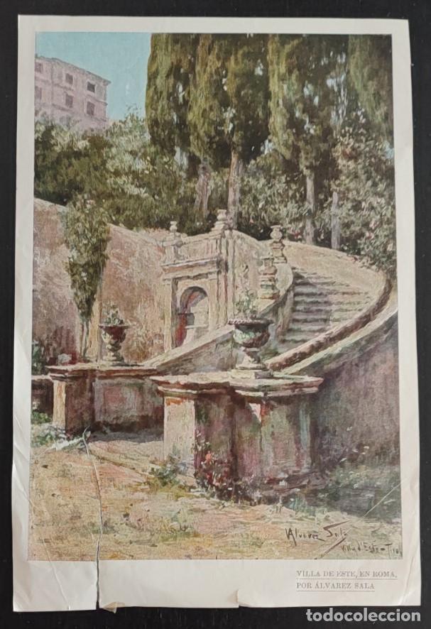 Otros Art&iacute;culos de Coleccionismo en Papel: ANTIGUA HOJA CON IMPRESION DE PINTURA DE ALVAREZ SALA, VILLA DE ESTE EN ROMA