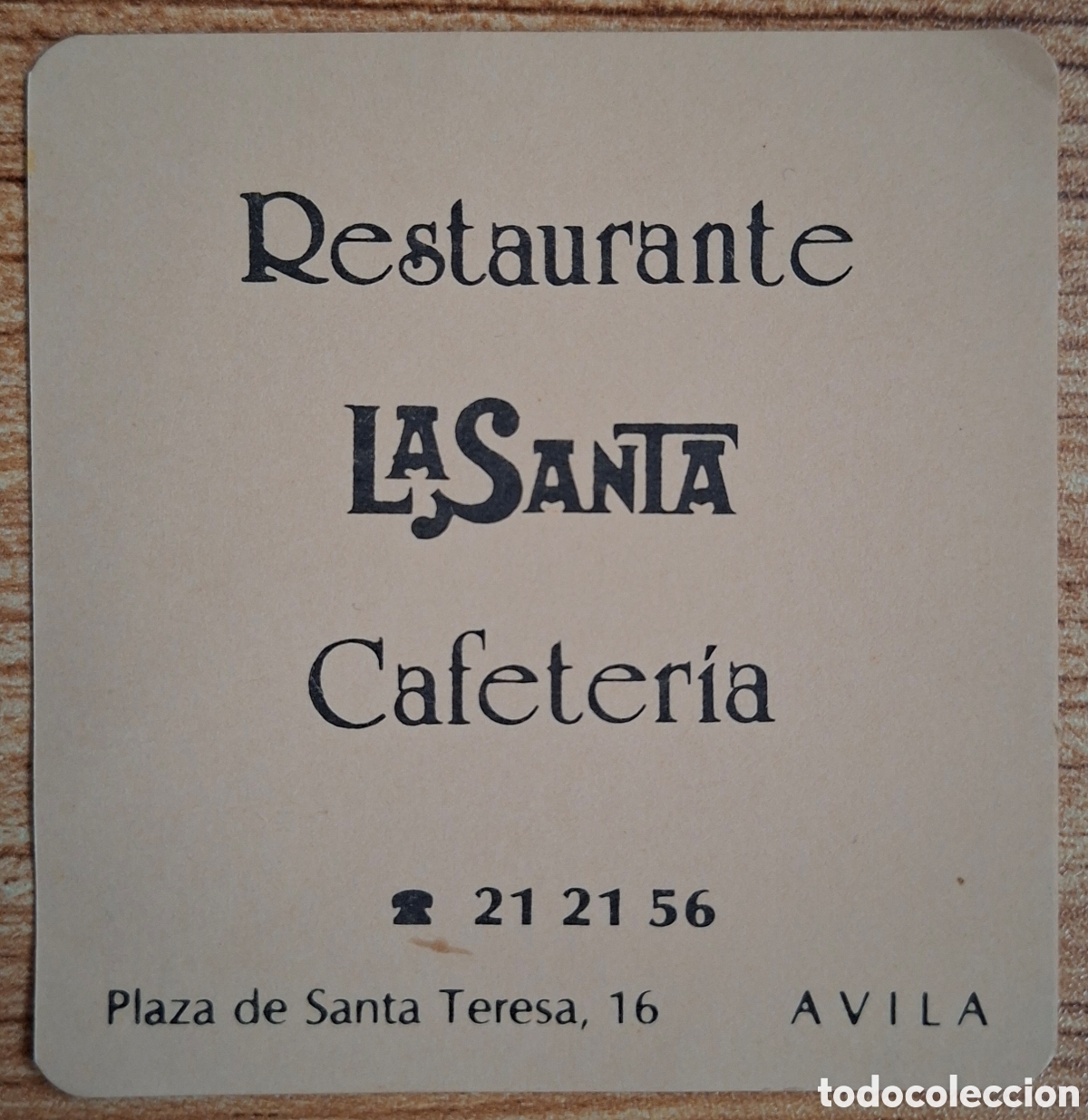 Otros Art&iacute;culos de Coleccionismo en Papel: Posavasos Restaurante Cafeter&iacute;a La Santa - &Aacute;vila