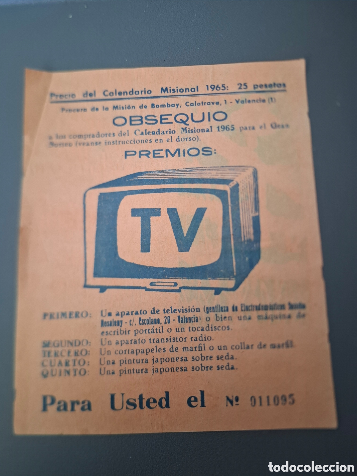 Otros Art&iacute;culos de Coleccionismo en Papel: I gran sorteo calendario misional - 1965
