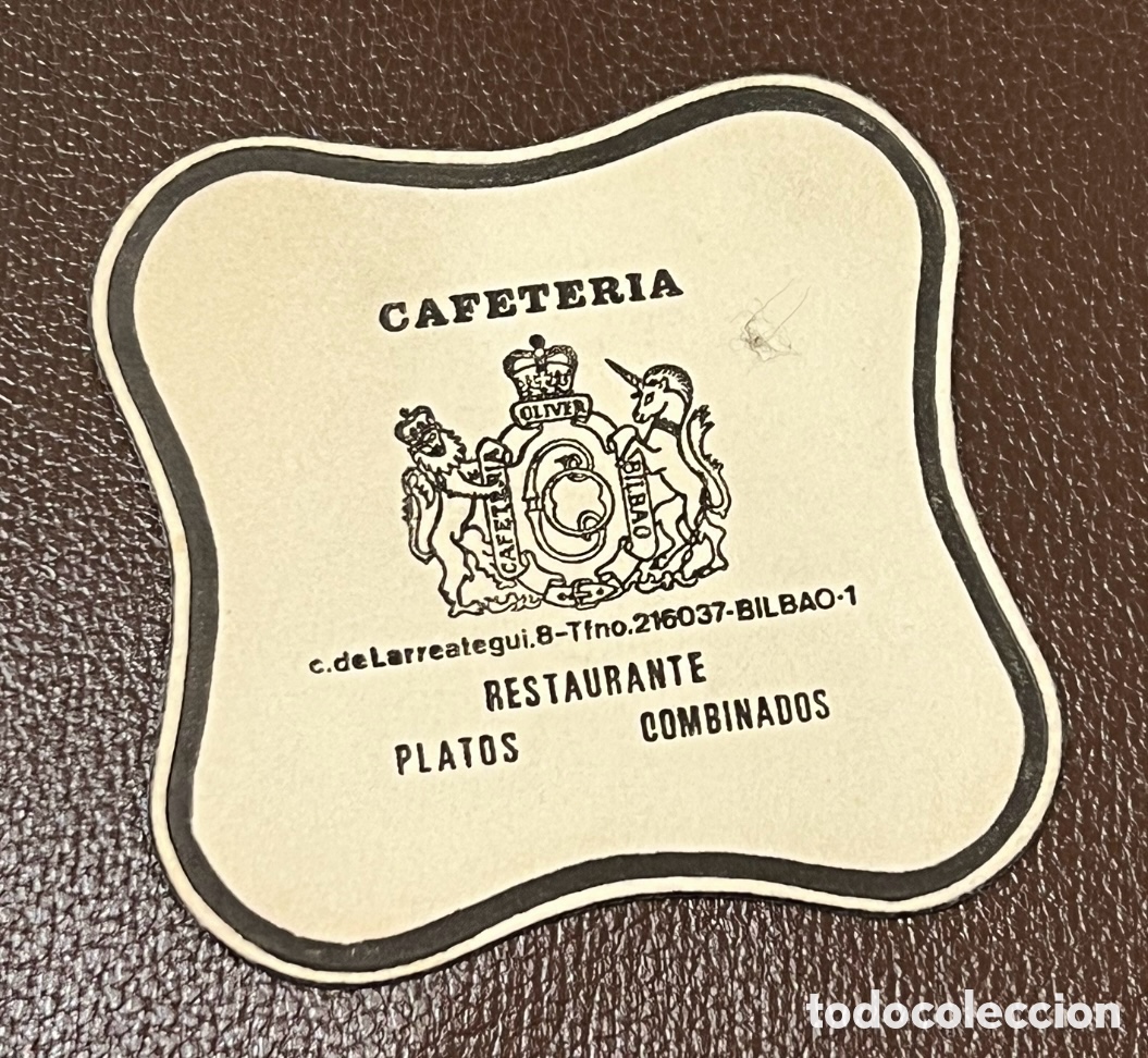 Otros Art&iacute;culos de Coleccionismo en Papel: Posavasos. OLIVER. Cafeteria Restaurante. Bilbao. A&ntilde;os 70.
