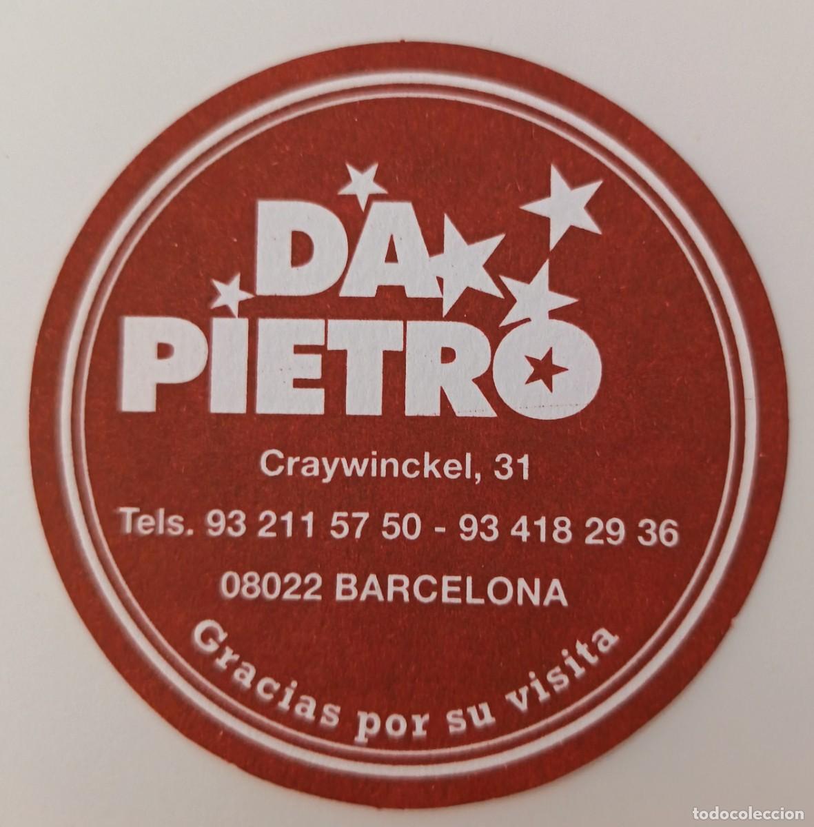 Otros Art&iacute;culos de Coleccionismo en Papel: Posavasos. Redondo. Da Pietro. Barcelona.