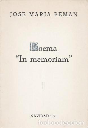 Otros Art&iacute;culos de Coleccionismo en Papel: POEMA &rdquo;IN MEMORIAM&rdquo; - NAVIDAD 1971 - PEMAN, JOSE MARIA - A-PEMAN-337