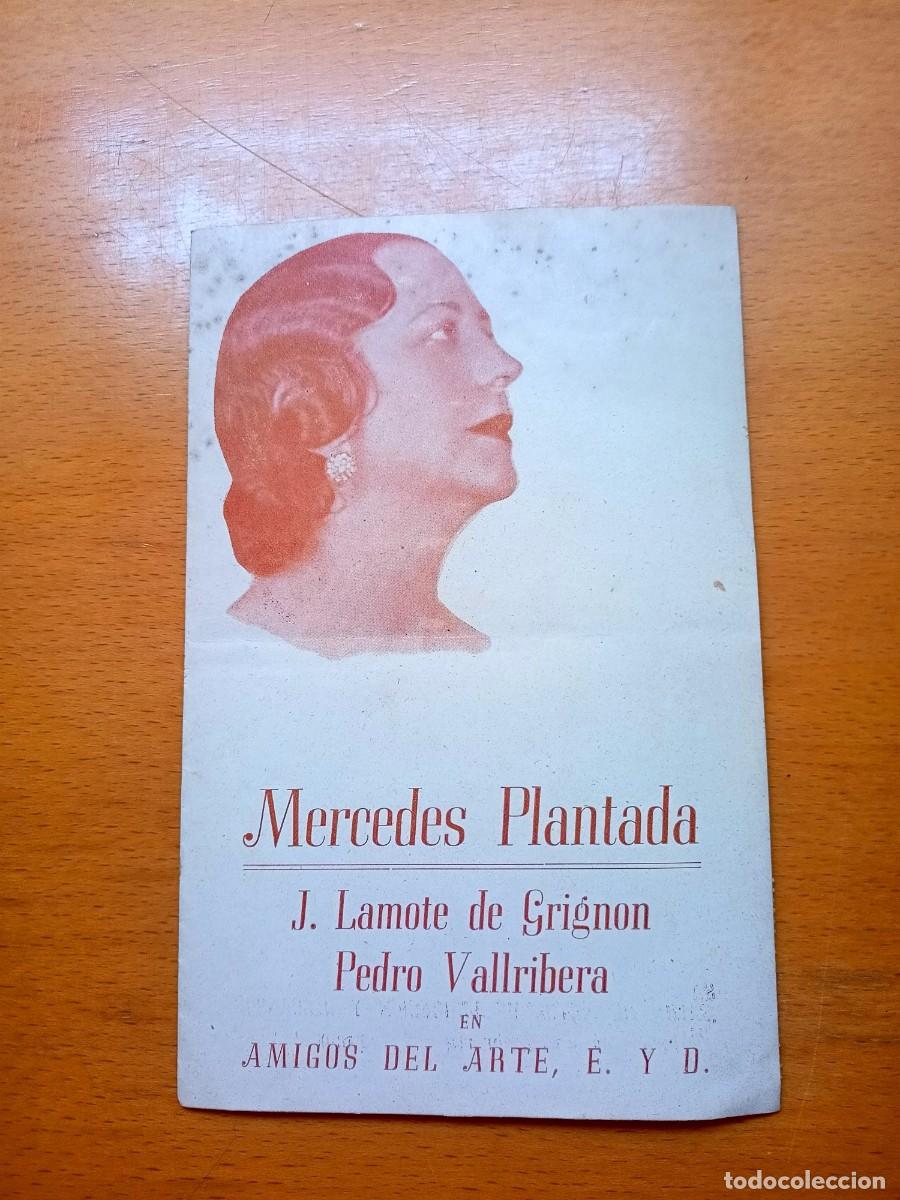 Otros Art&iacute;culos de Coleccionismo en Papel: PROGRAMA DE MERCEDES PLANTADA -AMIGOS DEL ARTE, E.Y.D. DEL 3 OCTUBRE DE 1948