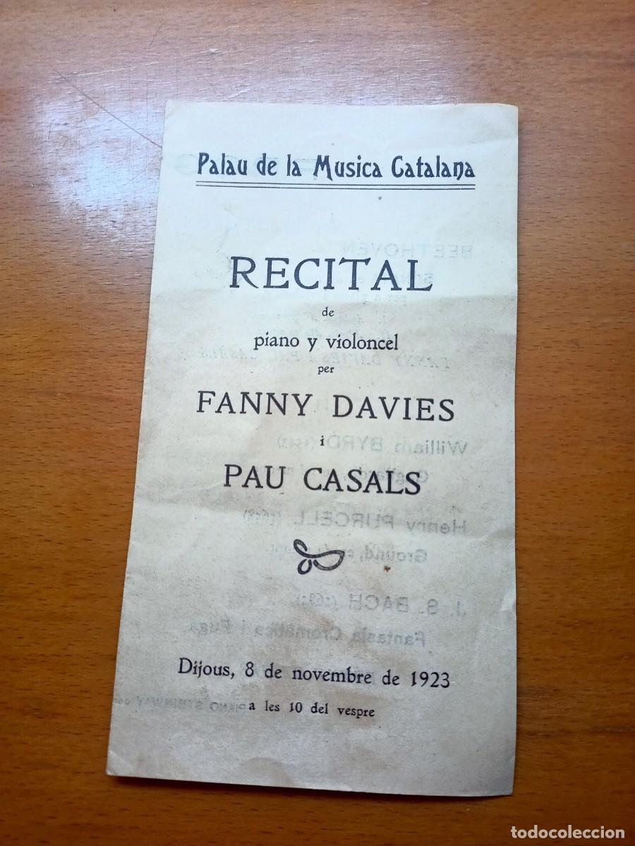 Otros Art&iacute;culos de Coleccionismo en Papel: PROGRAMA DEL RECITAL DE PIANO Y VIOLONCEL POR FANNY DAVIES I PAU CASALS -NOV. 1923