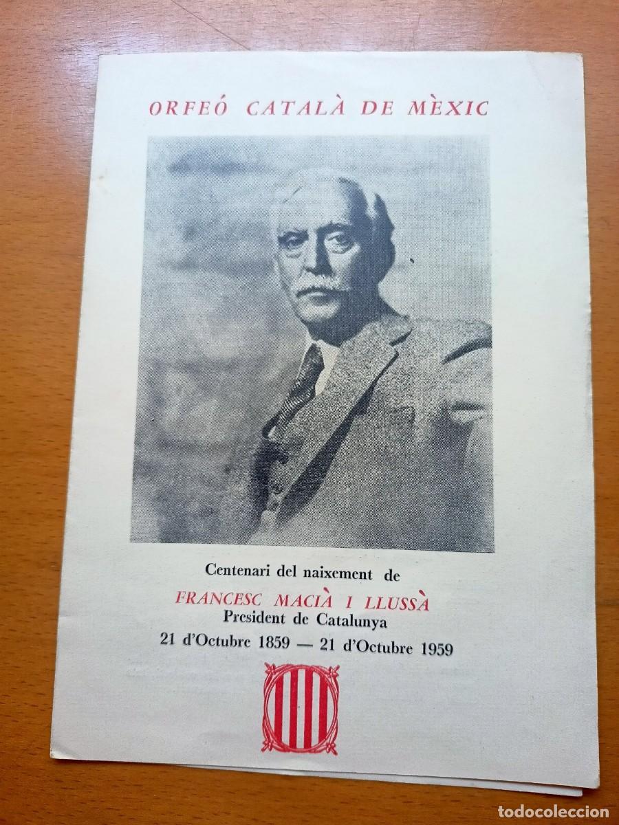Otros Art&iacute;culos de Coleccionismo en Papel: PROGRAMA D'ACTAS PEL CENTENARI DE NAIXEMENT DE FRANCESC MACIA I LLUSSA