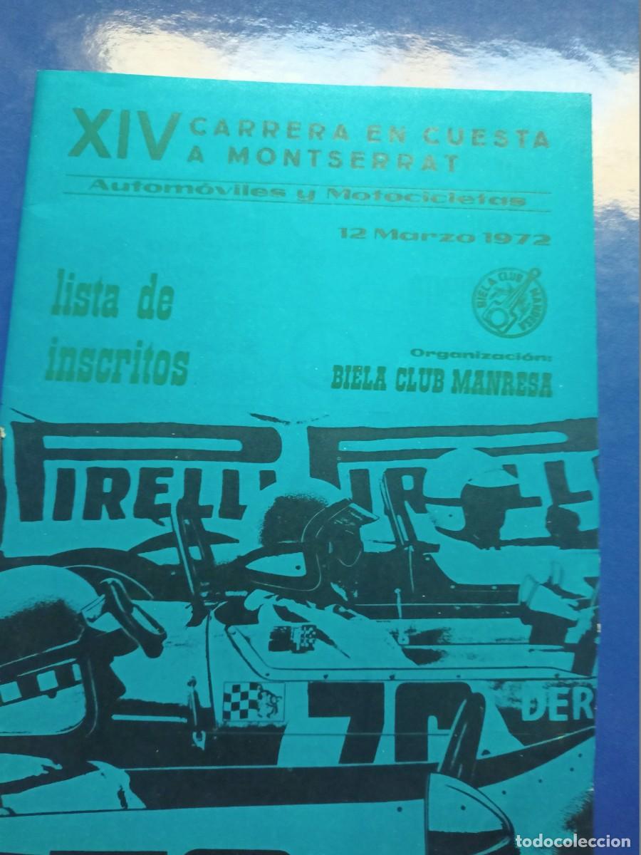 Otros Art&iacute;culos de Coleccionismo en Papel: LISTA DE INSCRITOS XIV CARRERA EN CUESTA A MONTSERRAT EL 12 MARZO 1972-BIELA CLUB