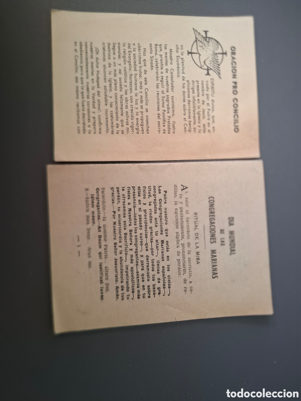 Otros Art&iacute;culos de Coleccionismo en Papel: Dia mundial de las congregaciones marianas , ritual de la misa-0raci&oacute;n pro concilio-1960