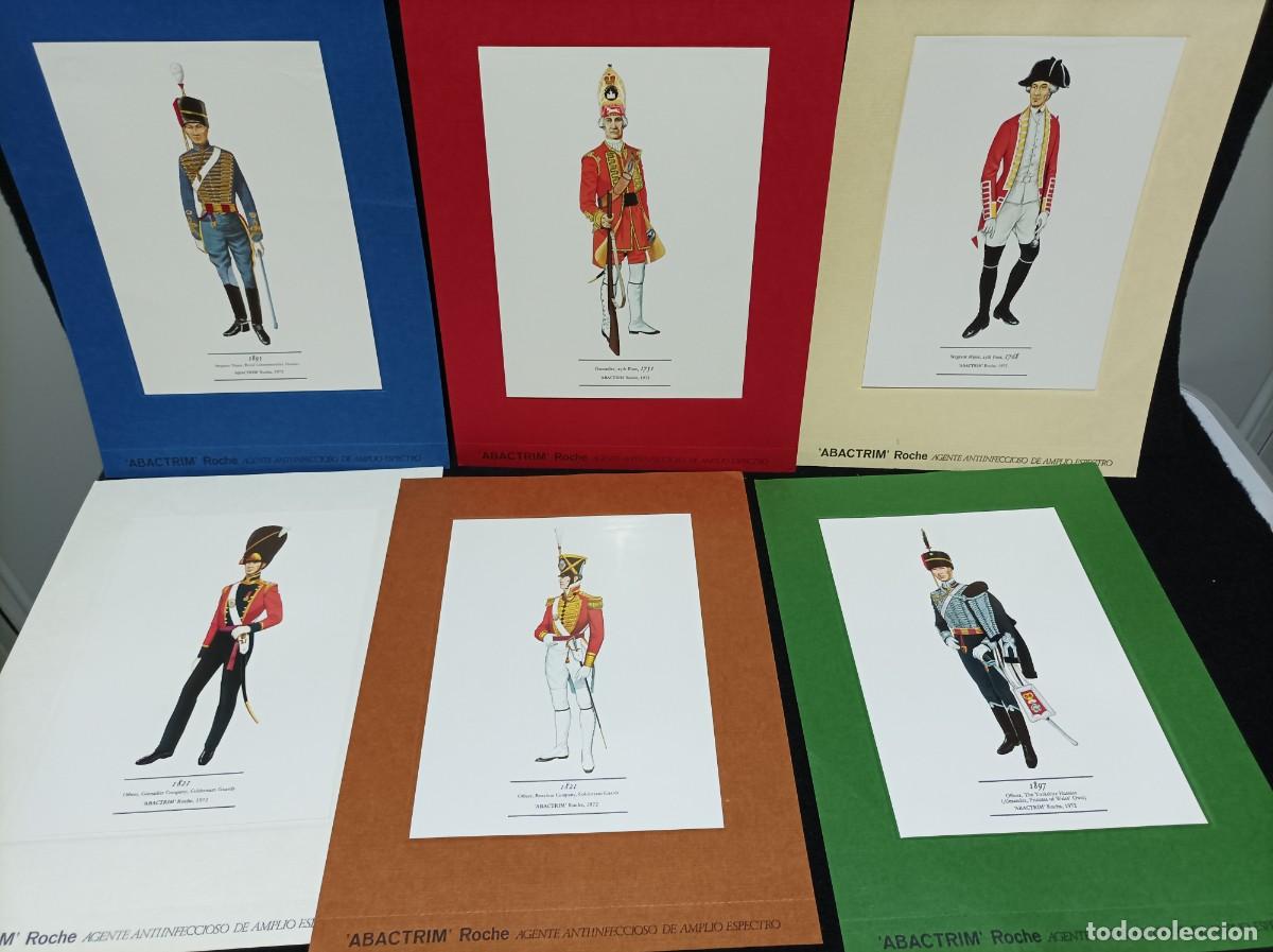 Otros Art&iacute;culos de Coleccionismo en Papel: COLECCION DE 6 LAMINAS DE UNIFORMES DE SOLDADOS - ROCHE - ABACTRIM